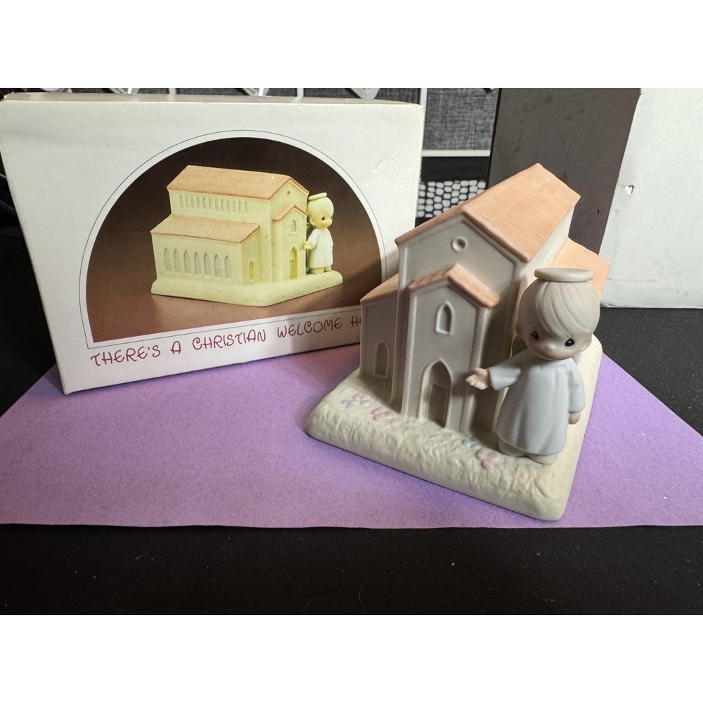1989 Precious Moments "There's a Christian Welcome Here" 523011 Chapel Signed
